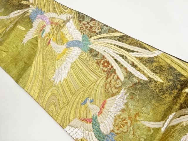 鳳凰に曲線・花唐草模様織出し袋帯【中古】【着】【袋帯】 宗sou｜お茶道具・着物　【宗 sou】