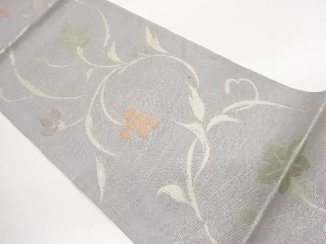 絽実に花唐草飾りつけ織出し袋帯【中古】【着】【袋帯】 宗sou