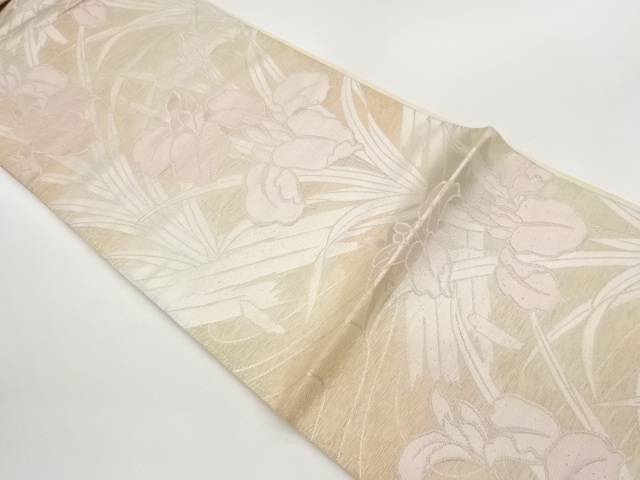 紗 花ショウブ飾りつけ織出し袋帯【中古】【着】【袋帯】 宗sou