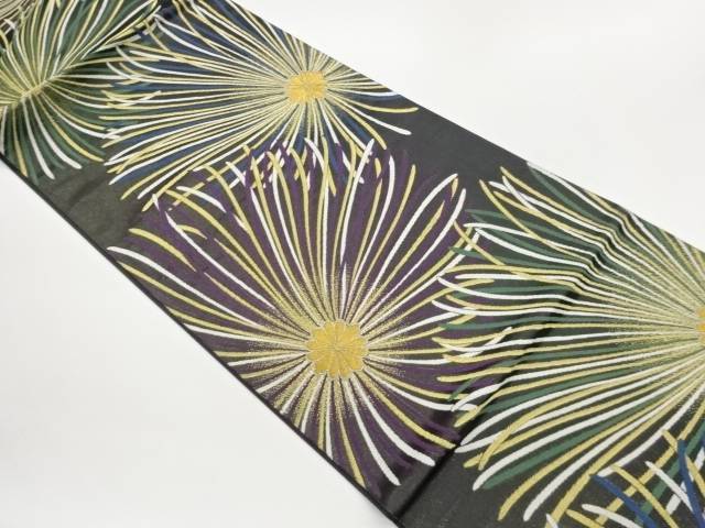 糸菊飾りつけ織出し袋帯【中古】【着】【袋帯】 宗sou