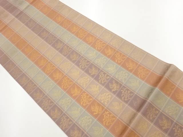透かし彫りに鳥・顕花植物飾りつけ織出し全通袋帯【中古】【着】【袋帯】 宗sou