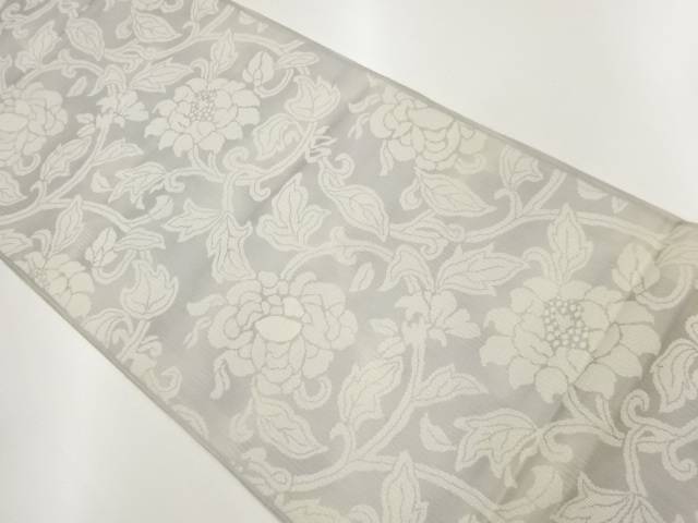 花唐草飾りつけ織出し洒落袋帯【中古】【着】【袋帯】 宗sou