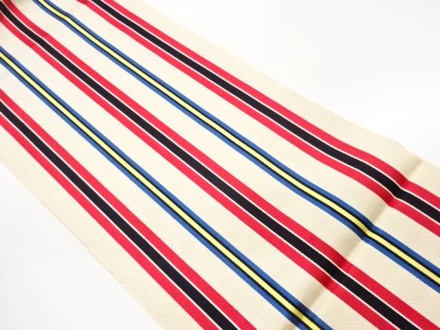 縞飾りつけ織出し名古屋帯【中古】【着】【名古屋帯】 宗sou