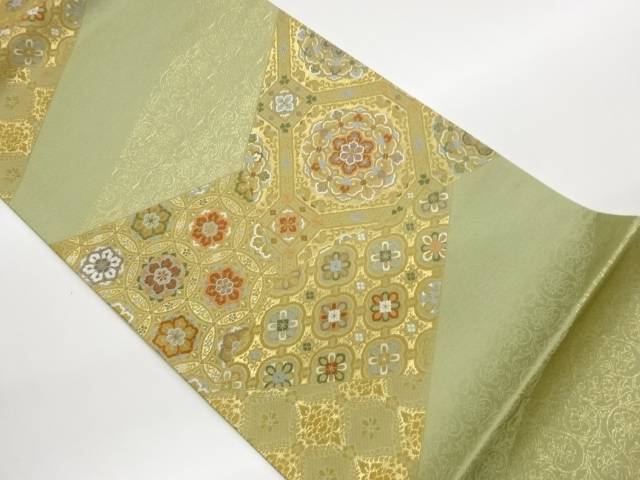 切り嵌め風華紋・花菱・花唐草飾りつけ織出し袋帯【中古】【着】【袋帯】 宗sou