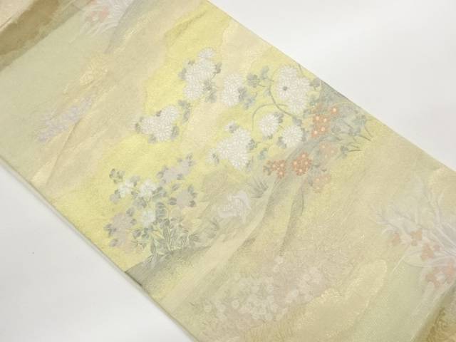 絽秋草に鳥・試錬飾りつけ織出し袋帯【中古】【着】【袋帯】 宗sou