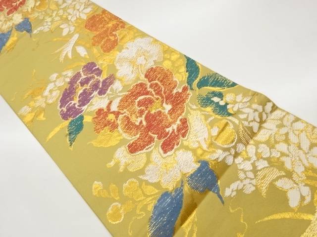 紙布花葉飾りつけ織出し袋帯【中古】【着】【袋帯】 宗sou