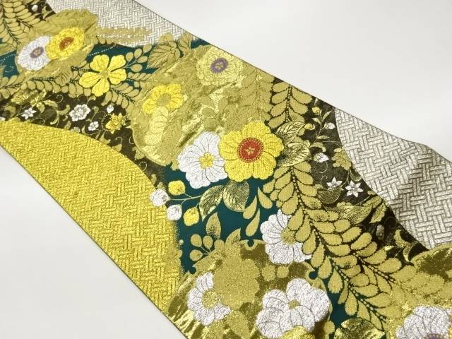 雪輪に辻が花飾りつけ織出し袋帯【中古】【着】【袋帯】 宗sou