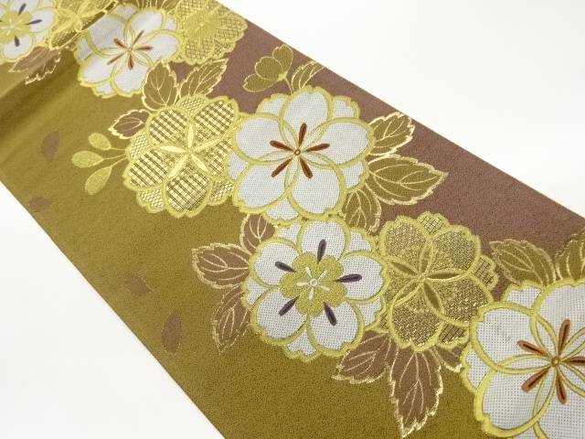八重桜飾りつけ織出し袋帯【中古】【着】【袋帯】 宗sou
