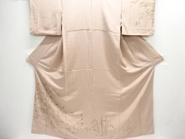 手刺しゅう蛇籠に萩・木賊飾りつけ短い訪問着【中古】【着】【短い訪問着・付下げ】 宗sou
