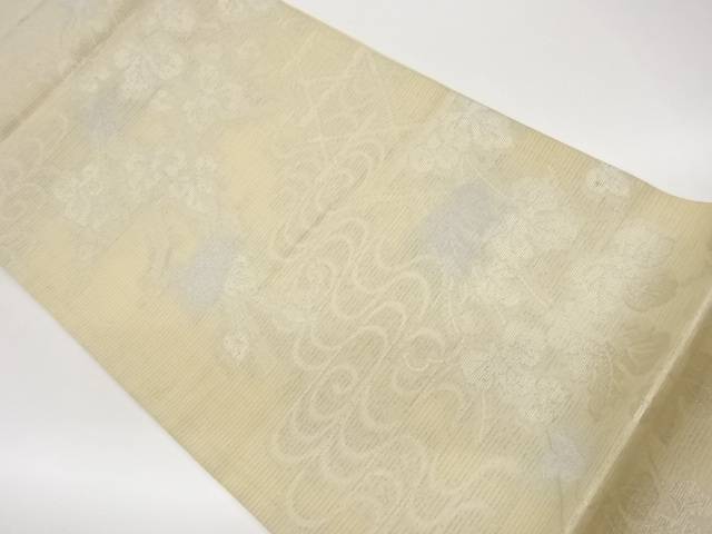 絽籠目に蔦・観世水筋飾りつけ織出し袋帯【中古】【着】【袋帯】 宗sou