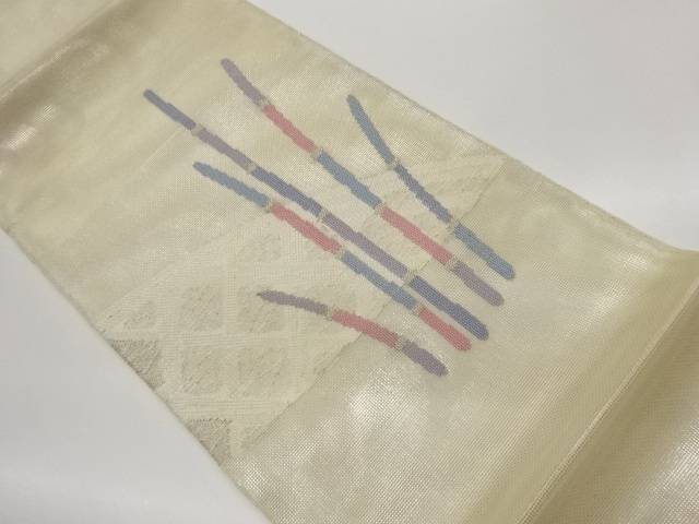 紗 透かし彫りに一般化枝飾りつけ織出し袋帯【中古】【着】【袋帯】 宗sou