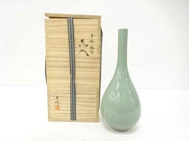 青珍造 青磁 鶴首花入【中古】【道】 宗sou