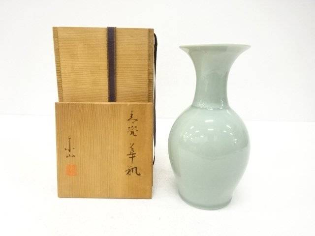 宮永東山造 青磁 花立て【中古】【道】 宗sou