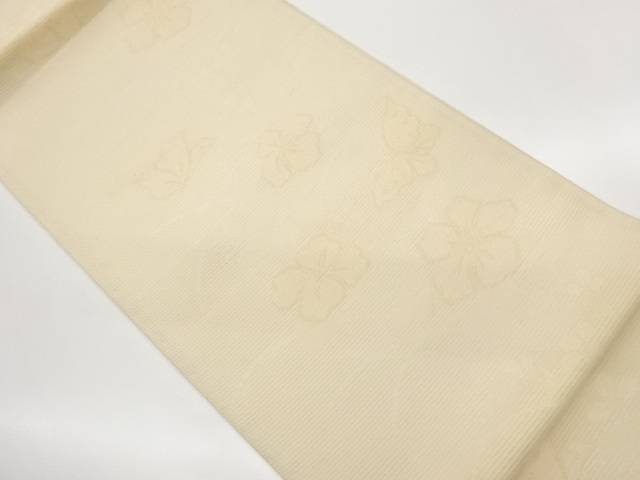 絽花葉に蝶飾りつけ織出し袋帯【中古】【着】【袋帯】 宗sou