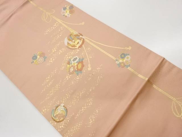 鳳凰に花々・組紐飾りつけ織出し名古屋帯【中古】【着】【名古屋帯】 宗sou