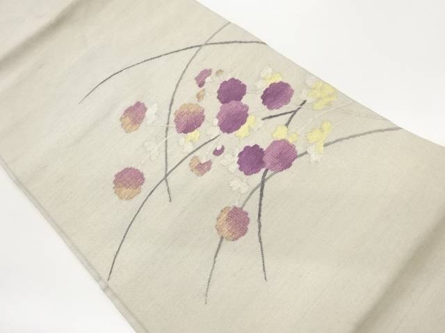 絵書き物 花葉飾りつけ織出し名古屋帯【中古】【着】【名古屋帯】 宗sou