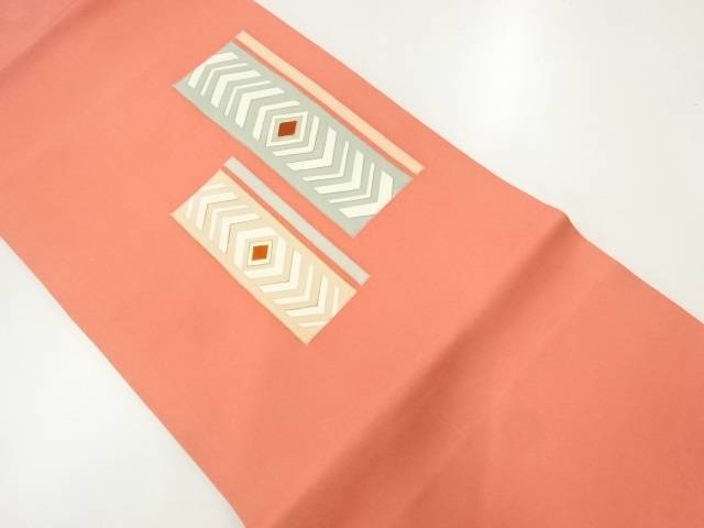 塩瀬菱飾りつけ刺しゅう名古屋帯【中古】【着】【名古屋帯】 宗sou