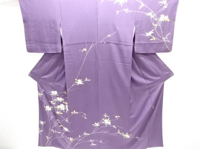 文筆家物 墨付き友禅枝花飾りつけ短い訪問着【中古】【着】【短い訪問着・付下げ】 宗sou