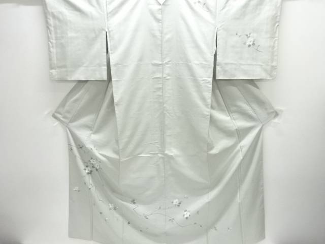 文筆家物 白山紬墨付き友禅枝花飾りつけ短い訪問着【中古】【着】【紬・お召しものし】 宗sou
