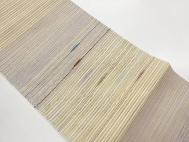 絽変わり横縞模様織出し名古屋帯【中古】【着】【名古屋帯】 宗sou|お茶道具・着物 【宗 sou】