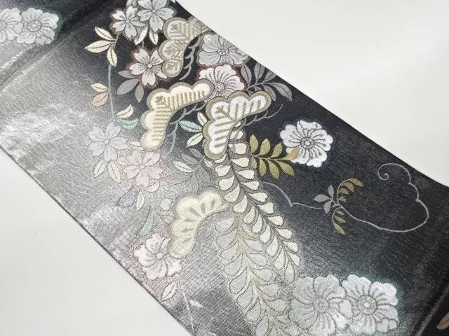 松藤に枝垂れ桜・花葉模様織出し袋帯【中古】【着】【袋帯】 宗sou|お茶道具・着物 【宗 sou】