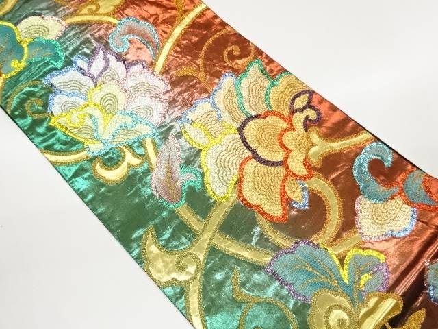 紙布花唐草模様織出し振袖用袋帯【中古】【着】【振袖】 宗sou｜お茶道具・着物　【宗 sou】