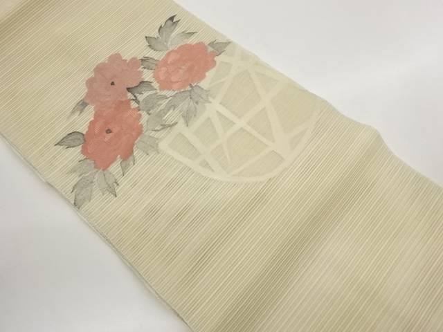 絽綴れ花籠模様織出し名古屋帯【中古】【着】【名古屋帯】 宗sou｜お茶道具・着物　【宗 sou】