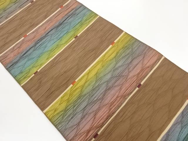 ふくれ織横段模様織出し名古屋帯【中古】【着】【名古屋帯】 宗sou|お茶道具・着物 【宗 sou】