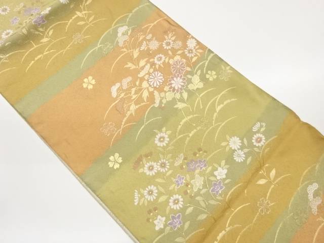草花模様織出しリバーシブル袋帯【中古】【着】【袋帯】 宗sou｜お茶道具・着物　【宗 sou】