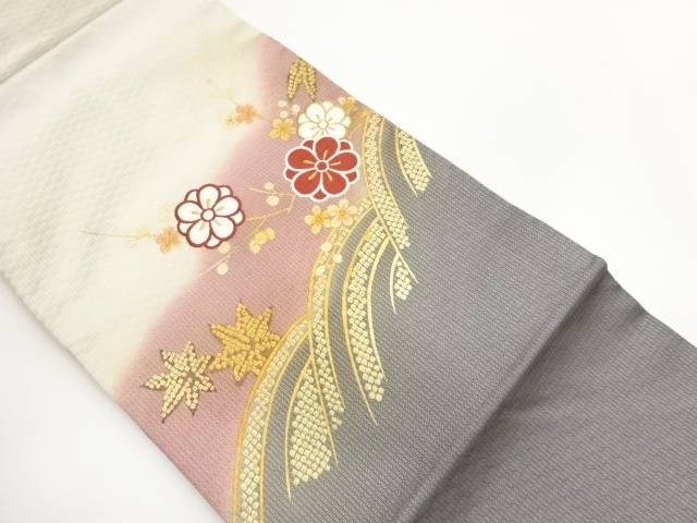 金彩波・紅葉に鹿の子・梅模様刺繍名古屋帯【中古】【着】【名古屋帯】 宗sou｜お茶道具・着物　【宗 sou】