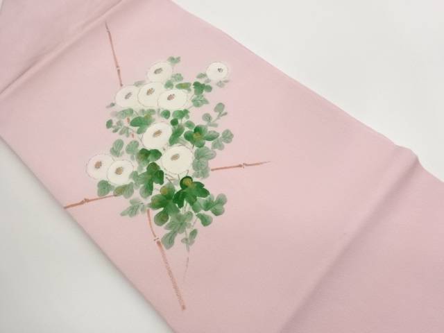 作家物　縮緬地金彩手描き花葉模様名古屋帯【中古】【着】【名古屋帯】 宗sou｜お茶道具・着物　【宗 sou】
