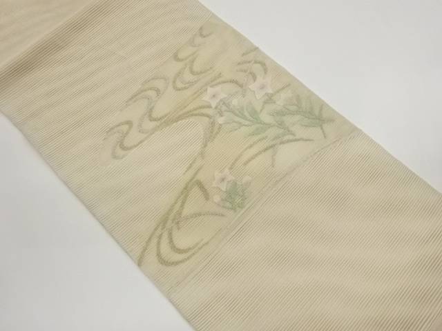 絽綴れ　桔梗に変わり流水模様織り出し袋帯【中古】【着】【袋帯】 宗sou｜お茶道具・着物　【宗 sou】 23,004円