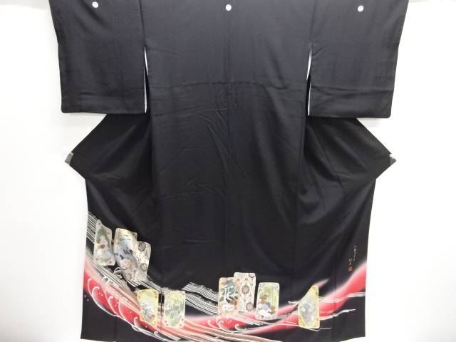作家物　鶴に花模様留袖（比翼付き）【中古】【着】【留袖】 宗sou｜お茶道具・着物　【宗 sou】