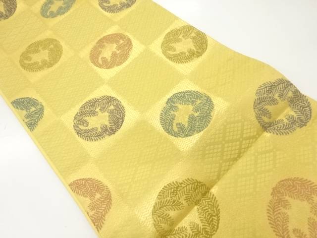 翠洸織製　市松に若松模様織出し袋帯【中古】【着】【袋帯】 宗sou｜お茶道具・着物　【宗 sou】