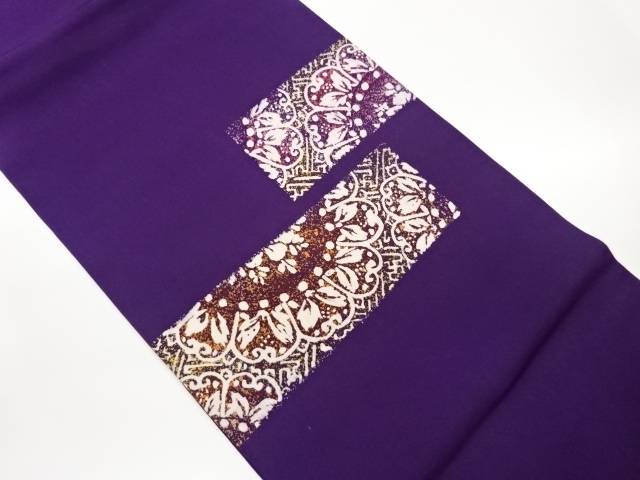 塩瀬変わり横段に花々模様開き名古屋帯（額縁仕立て）【中古】【着】【名古屋帯】 宗sou｜お茶道具・着物　【宗 sou】
