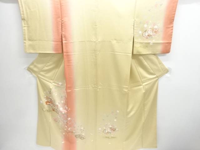 花扇に蝶模様刺繍訪問着【中古】【着】【訪問着・付下げ】 宗sou|お茶道具・着物 【宗 sou】