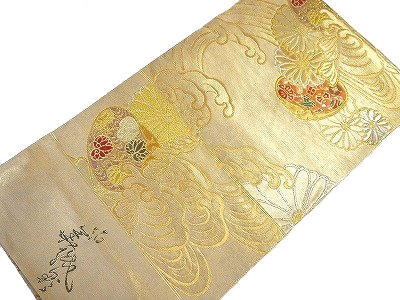 袋帯 西陣織 正絹 超お買い得品 西陣証紙番号2041 引き箔 フォーマル用 留袖にも