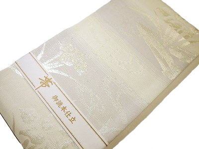 夏物　仕立て上がり　絽袋帯 西陣（株）京都イシハラ謹製　白地に藤色の段ぼかし 菖蒲｜装美　呉服おかの