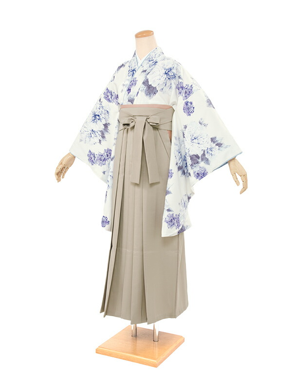 袴セット レンタル 卒業式 袴 小学生 女の子 ジュニア フルセット 着物 アイボリー 白 青 八重桜 花 JAPAN STYLE 13歳 子供 着物セット 和装 和服 中学生 ジュニア袴 創美苑 往復送料無料【18周年記念クーポン配布中】
