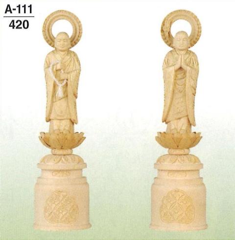 白木 脇仏 浄土宗(金泥付) 立両大師(善導大師・法然上人) 一対 5寸|創寿苑 店