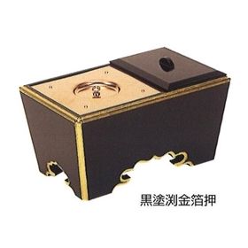 【角香炉】【お焼香】 角香炉 (黒塗渕金塗・オトシ蓋付) 6寸|創寿苑 店