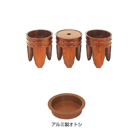 施餓鬼桶軽銀製オトシ1個付(栓掏摸漆) 6寸(約18糎)