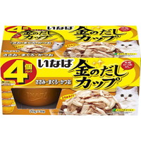 【1ケース】【3980円以上で送料無料（沖縄を除く）】【お取り寄せ対象品】金のだしカップ ささみ・まぐろ・かつお 70g×4個パック [いなばペットフード いなば 金のだし] *12個