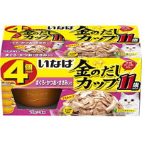 【1ケース】【3980円以上で送料無料（沖縄を除く）】【お取り寄せ対象品】金のだしカップ 11歳からのまぐろ・かつお・ささみ入り 70g×4個パック [いなばペットフード いなば 金のだし] *12個
