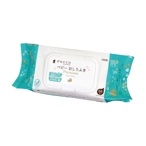 ◆12個セット/【3980円以上で送料無料（沖縄を除く）】【お取り寄せ対象品】dacco(ダッコ) ベビーおしりふき ふた付 プレミアム 88枚入 [オオサキメディカル]