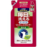 【1ケース】【3980円以上で送料無料（沖縄を除く）】【お取り寄せ対象品】ペットキレイ 低刺激毎日でも洗えるリンスインシャンプー 愛犬用 つめかえ用 400ml[ライオン商事] *24個