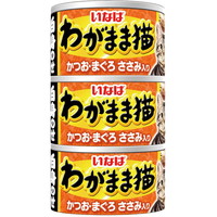 【1ケース】【3980円以上で送料無料（沖縄を除く）】【お取り寄せ対象品】いなば わがまま猫 白身のせ かつお・まぐろ ささみ入り 140g×3缶[いなばペットフード いなば(ペット)] *18個