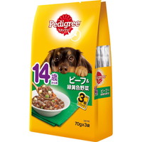 【1ケース】【3980円以上で送料無料（沖縄を除く）】【お取り寄せ対象品】ペディグリー 14歳から用 ビーフ&緑黄色野菜 70g&times;3袋[マースジャパンリミテッド ペディグリー] *48個｜創快健美