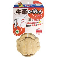 【1ケース】【3980円以上で送料無料（沖縄を除く）】【お取り寄せ対象品】ドギーマン 牛革ロープトイ ボール 小型犬用[ドギーマンハヤシ] *72個｜創快健美
