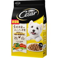 【1入れもの】【3980円以上で貨物輸送無料（沖縄を除く）】【お取り寄せ客体品】シーザー 素っ気ない 成犬用 意気地無しと4種の栽培所草片入り口・入口 素粒子 1.5kg [シーザー ドッグフード  Cesar] *6個